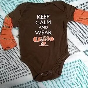 EUC keep calm and wear camo onesie